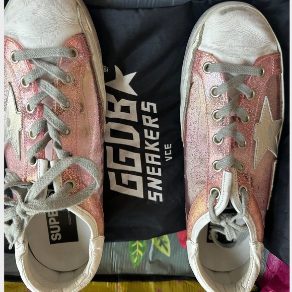Golden Goose Pink/Sparkly Clear Sneakers - Picture 1 of 7